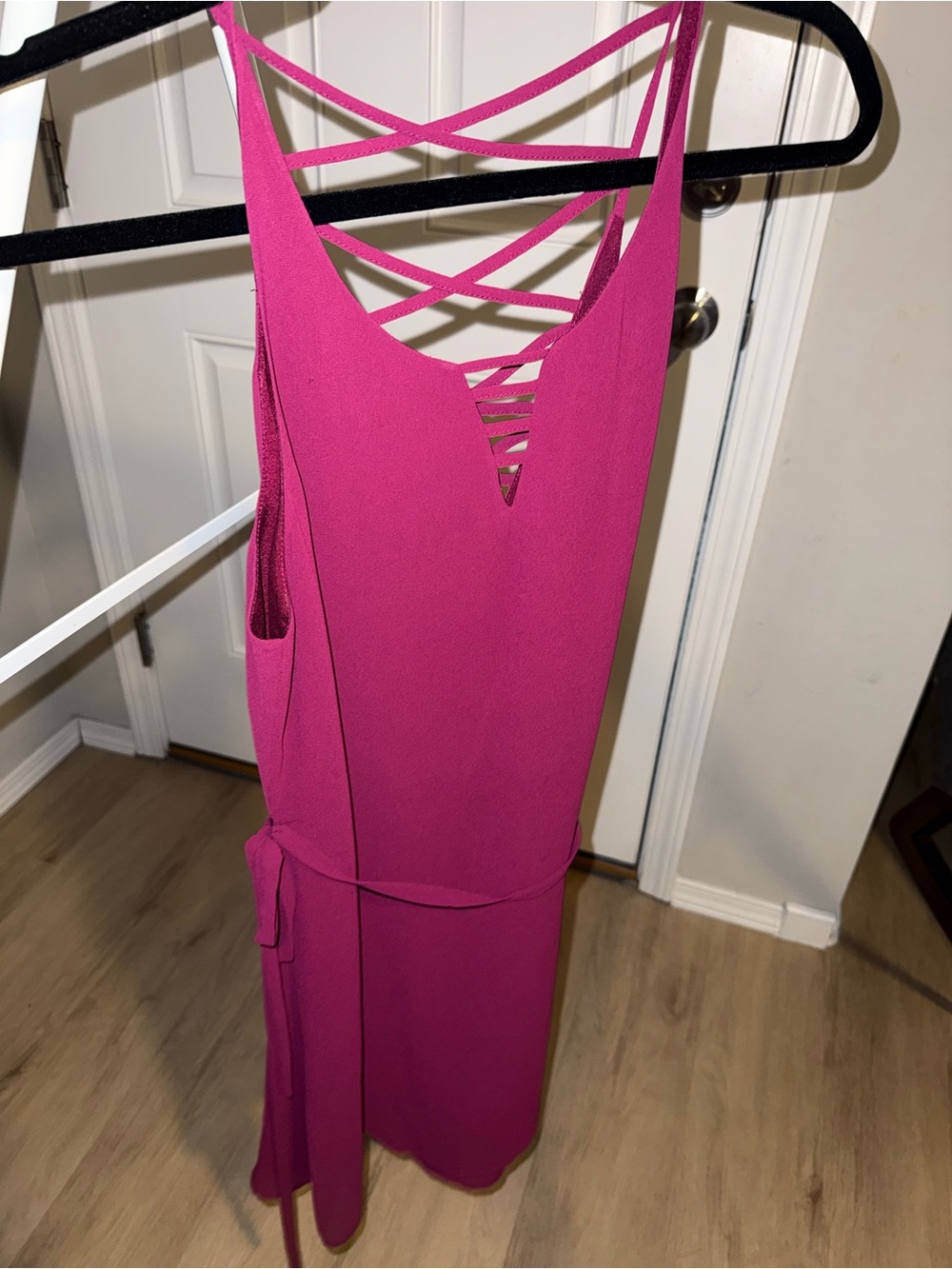 Fuchsia Strappy Waist-Tie Women’s Dress naked zebra size medium